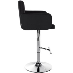 Juego de 2 taburetes de bar Los Ángeles en terciopelo negro y cromo