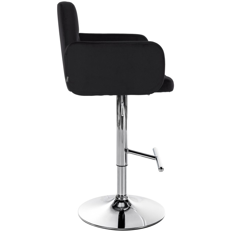 Juego de 2 taburetes de bar Los Ángeles en terciopelo negro y cromo