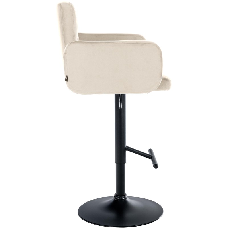 Juego de 2 taburetes de bar Los Ángeles en terciopelo negro y crema