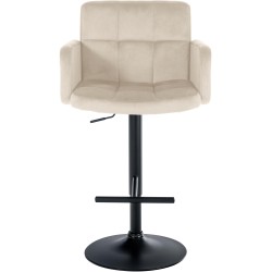 Juego de 2 taburetes de bar Los Ángeles en terciopelo negro y crema