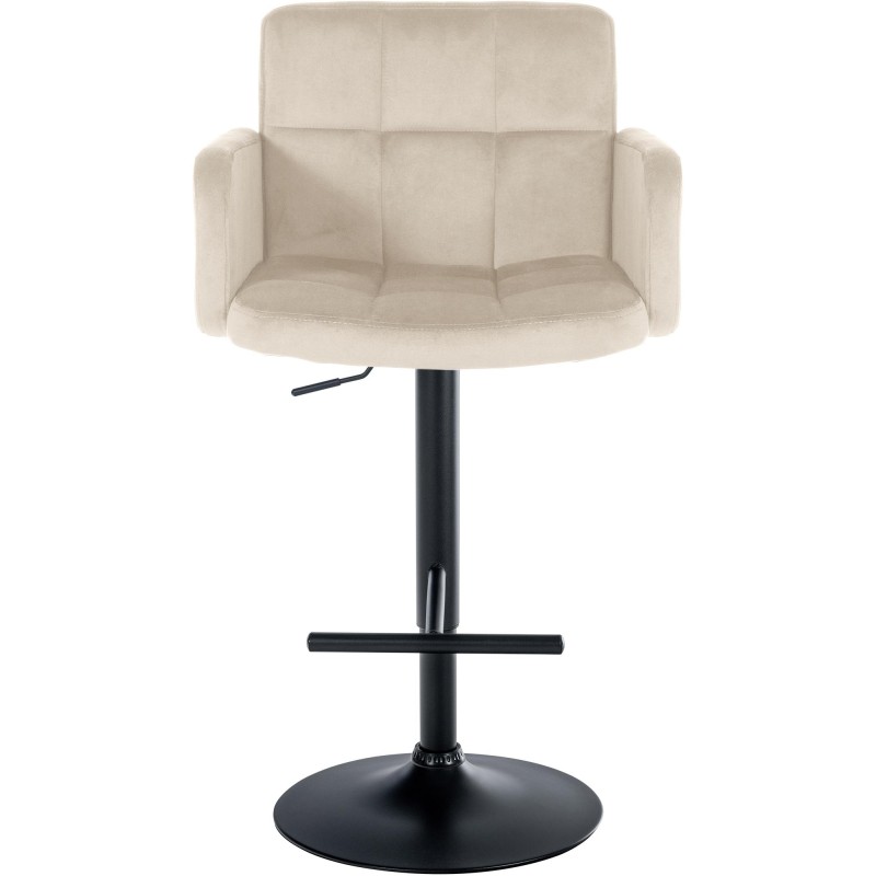 Juego de 2 taburetes de bar Los Ángeles en terciopelo negro y crema