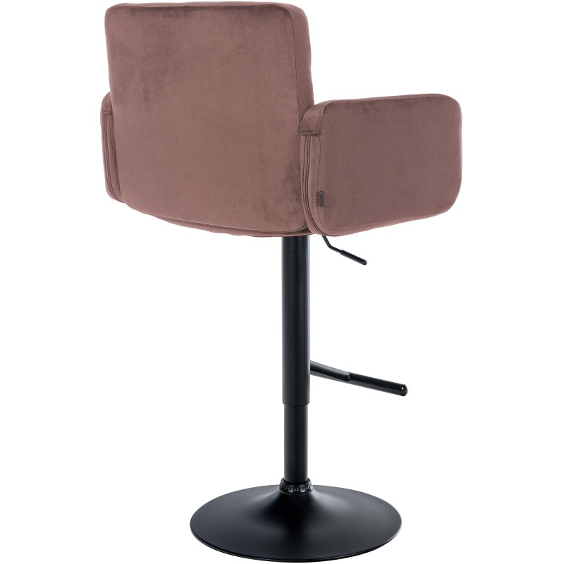 Juego de 2 taburetes de bar Los Ángeles en terciopelo negro y marrón