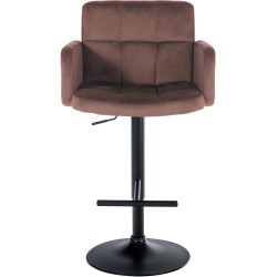 Juego de 2 taburetes de bar Los Ángeles en terciopelo negro y marrón