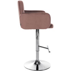 Juego de 2 taburetes de bar Los Ángeles en terciopelo marrón y cromo