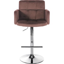 Juego de 2 taburetes de bar Los Ángeles en terciopelo marrón y cromo