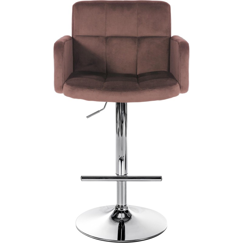 Juego de 2 taburetes de bar Los Ángeles en terciopelo marrón y cromo