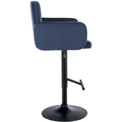 Juego de 2 taburetes de bar Los Ángeles en terciopelo negro y azul