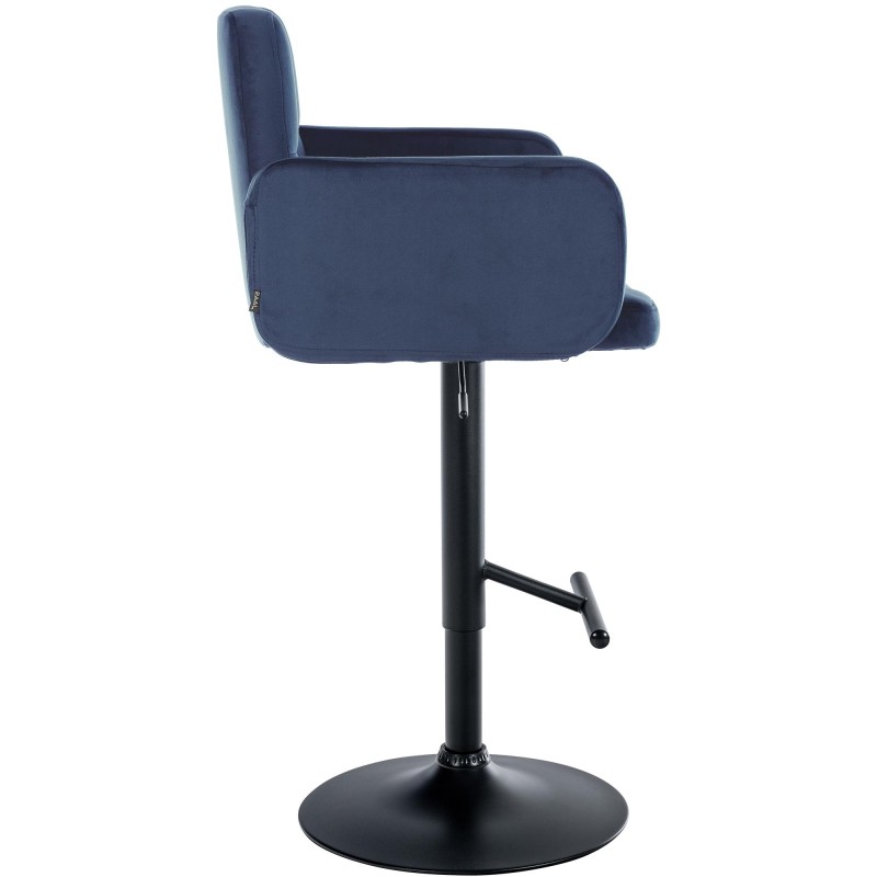 Juego de 2 taburetes de bar Los Ángeles en terciopelo negro y azul