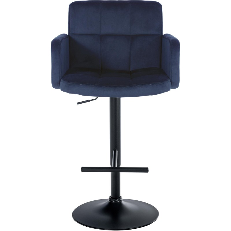 Juego de 2 taburetes de bar Los Ángeles en terciopelo negro y azul