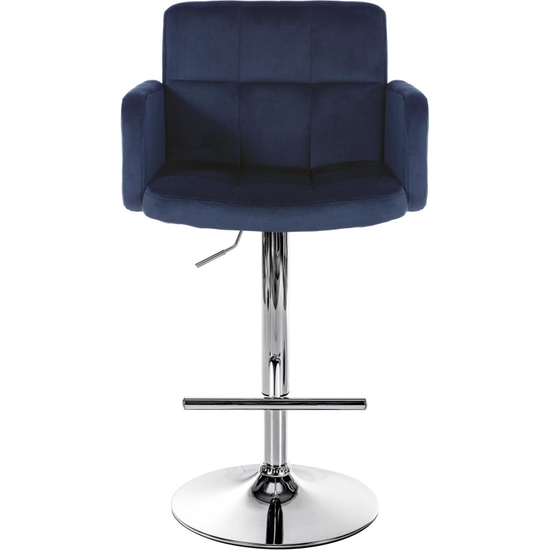 Juego de 2 taburetes de bar Los Ángeles en terciopelo azul cromado