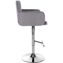 Juego de 2 taburetes de bar Los Ángeles, terciopelo gris oscuro cromado