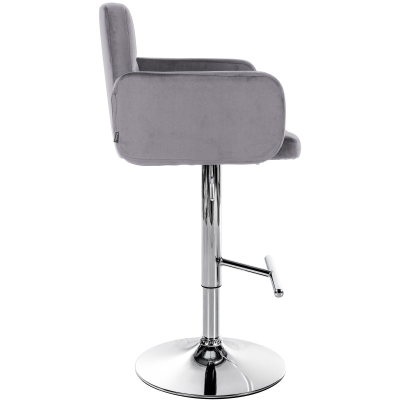 Juego de 2 taburetes de bar Los Ángeles, terciopelo gris oscuro cromado