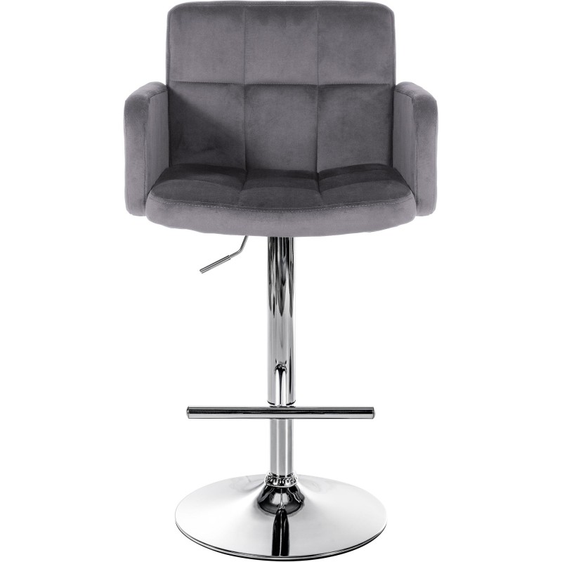 Juego de 2 taburetes de bar Los Ángeles, terciopelo gris oscuro cromado