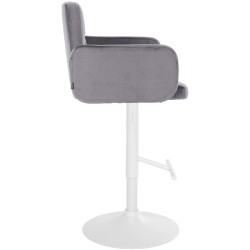 Juego de 2 taburetes de bar Los Ángeles en terciopelo blanco y gris oscuro