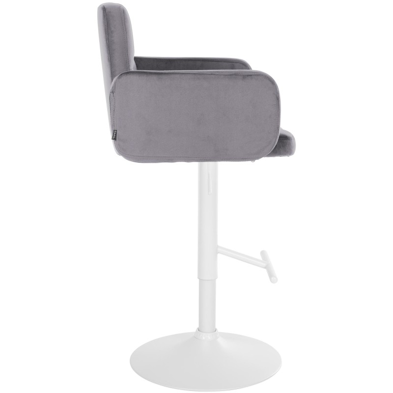 Juego de 2 taburetes de bar Los Ángeles en terciopelo blanco y gris oscuro