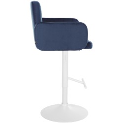 Juego de 2 taburetes de bar Los Ángeles en terciopelo blanco y azul