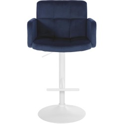 Juego de 2 taburetes de bar Los Ángeles en terciopelo blanco y azul