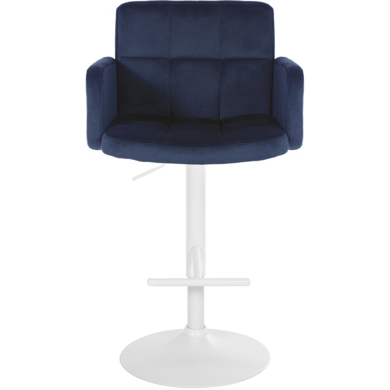 Juego de 2 taburetes de bar Los Ángeles en terciopelo blanco y azul