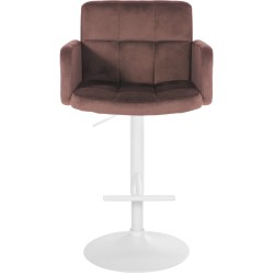 Juego de 2 taburetes de bar Los Ángeles en terciopelo blanco y marrón