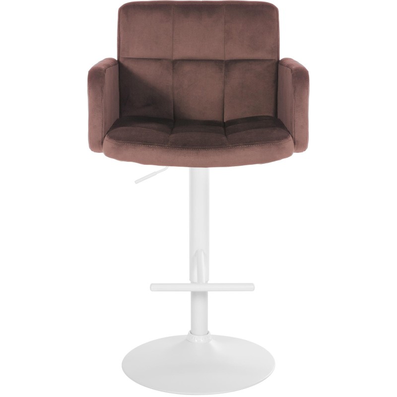 Juego de 2 taburetes de bar Los Ángeles en terciopelo blanco y marrón