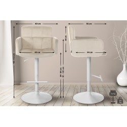 Juego de 2 taburetes de bar de terciopelo blanco crema Los Ángeles