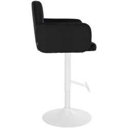 Juego de 2 taburetes de bar Los Ángeles en terciopelo blanco y negro