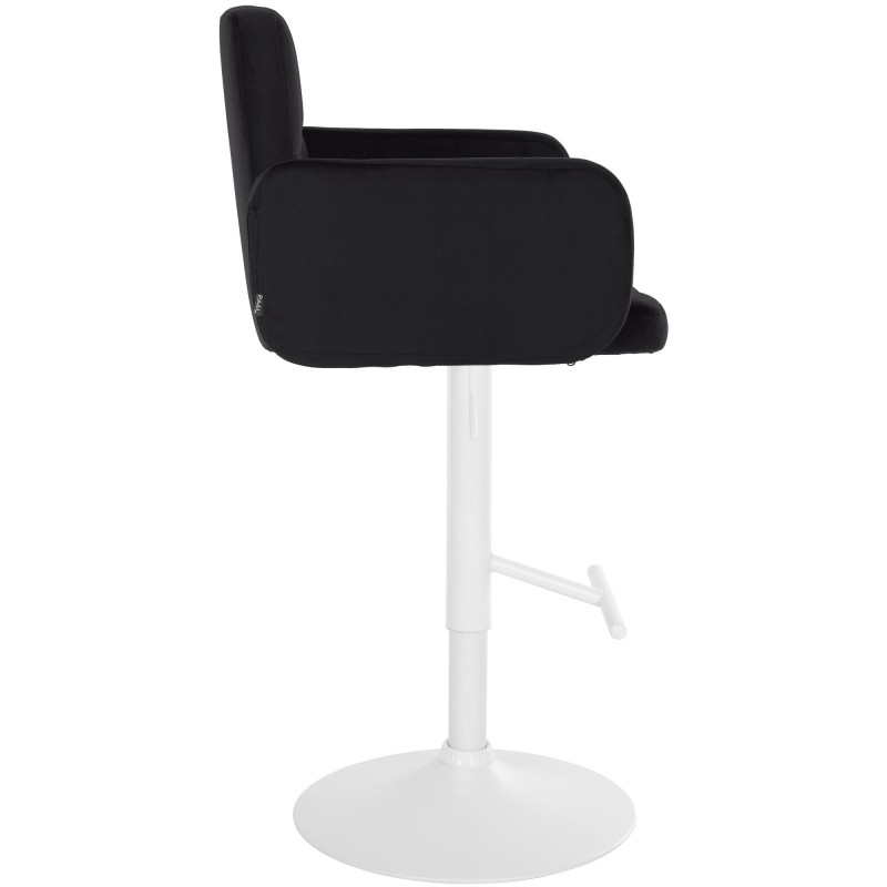 Juego de 2 taburetes de bar Los Ángeles en terciopelo blanco y negro