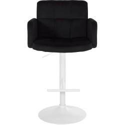 Juego de 2 taburetes de bar Los Ángeles en terciopelo blanco y negro