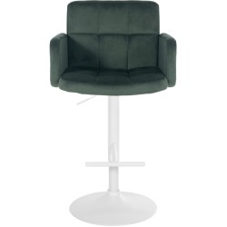 Juego de 2 taburetes de bar Los Ángeles en terciopelo blanco y verde oscuro