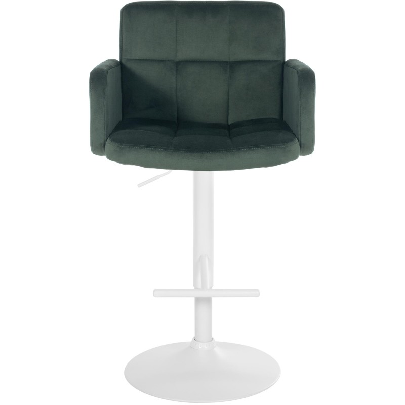 Juego de 2 taburetes de bar Los Ángeles en terciopelo blanco y verde oscuro