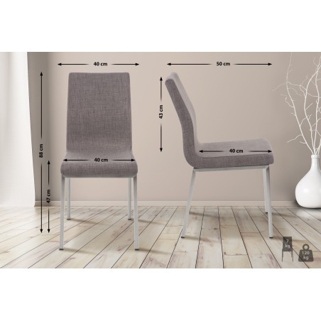 Silla de comedor Colmar en tela gris