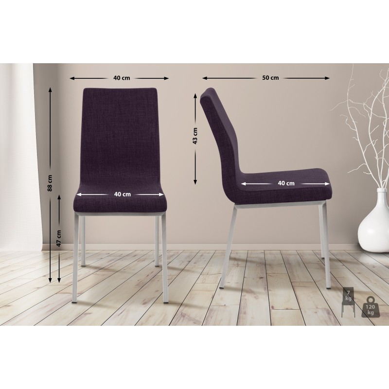 Silla de comedor Colmar de tela morada Silla de comedor Colmar de tela morada