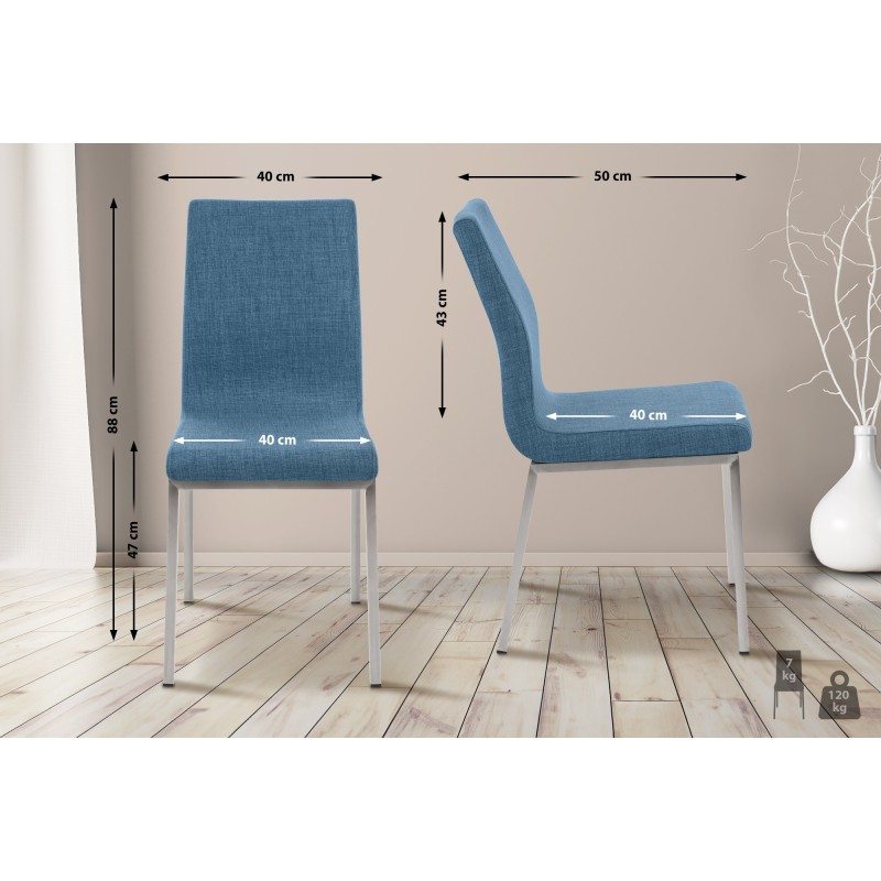 Silla de comedor Colmar de tela azul