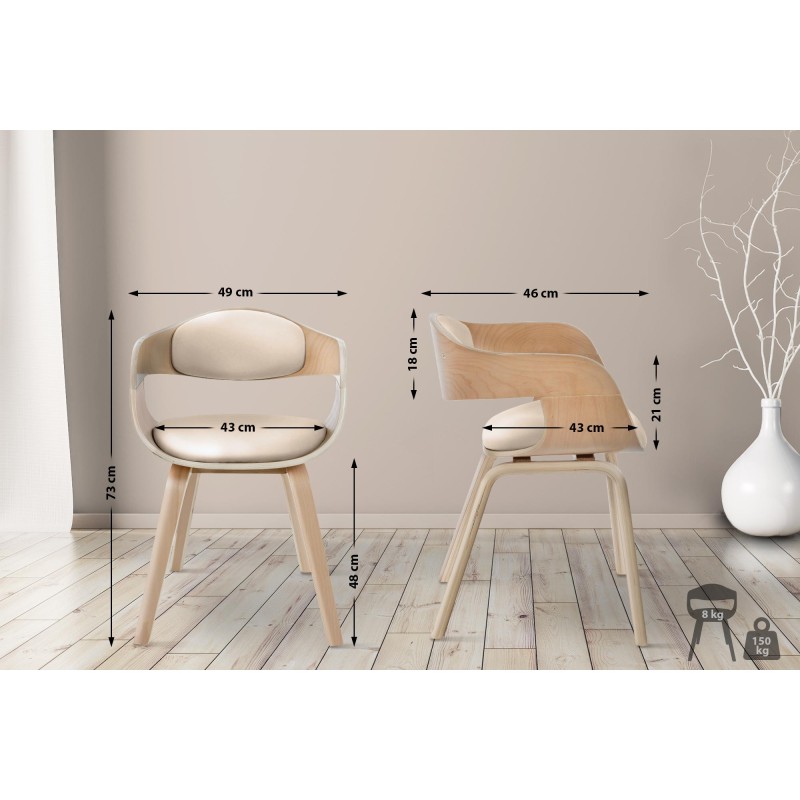 Silla de comedor Kingston Natura/Crema