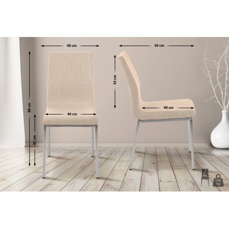 Silla de comedor Colmar de tela color crema