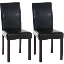 Juego de 2 sillas de comedor Ina marrón oscuro negro