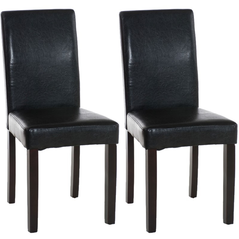 Juego de 2 sillas de comedor Ina marrón oscuro negro Juego de 2 sillas de comedor Ina marrón oscuro negro