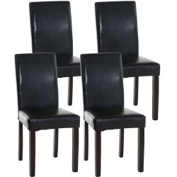 Juego de 4 sillas de comedor Ina marrón oscuro negro