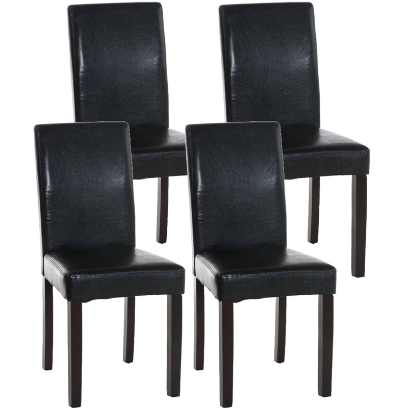 Juego de 4 sillas de comedor Ina marrón oscuro negro Juego de 4 sillas de comedor Ina marrón oscuro negro