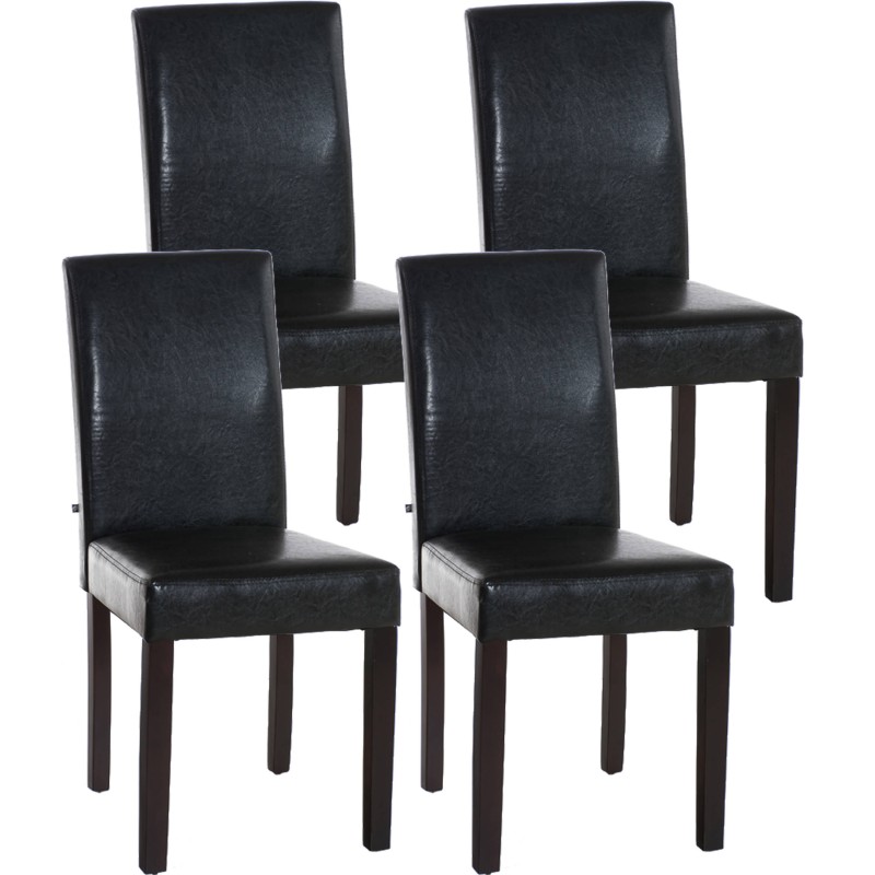 Juego de 4 sillas de comedor Ina en color marrón oscuro Juego de 4 sillas de comedor Ina en color marrón oscuro
