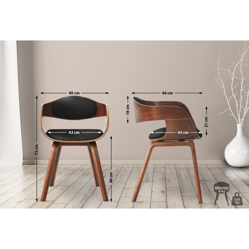 Silla de comedor Kingston de nogal y color negro