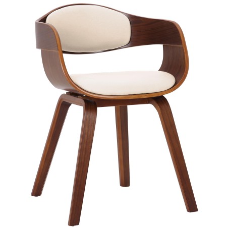 Silla de comedor Kingston de nogal y crema