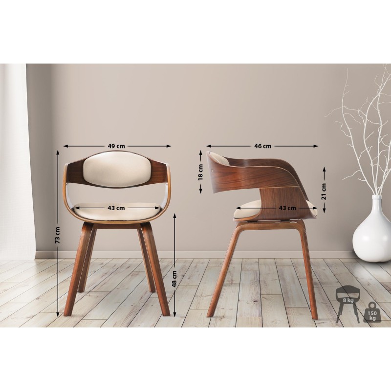 Silla de comedor Kingston de nogal y crema