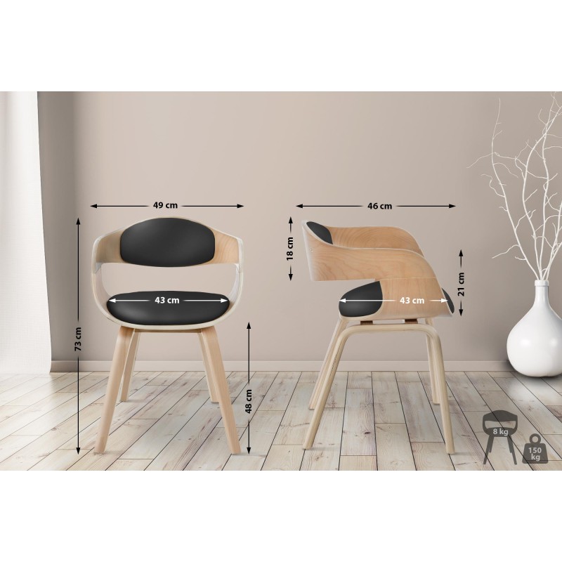 Silla de comedor Kingston Natura/Negra