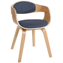 Silla de comedor Kingston en tela natural/azul