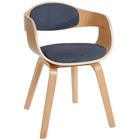 Silla de comedor Kingston en tela natural/azul