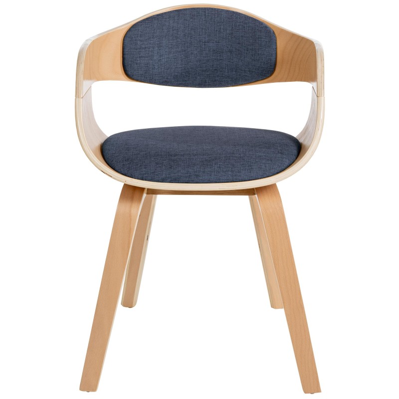 Silla de comedor Kingston en tela natural/azul