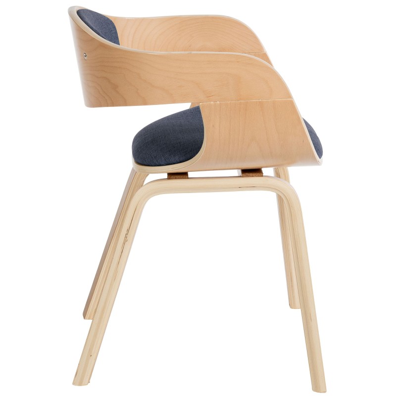 Silla de comedor Kingston en tela natural/azul