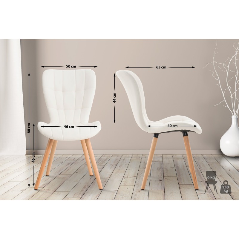 Silla Elda PU blanco natural
