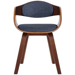 Silla de comedor Kingston en nogal/tela azul